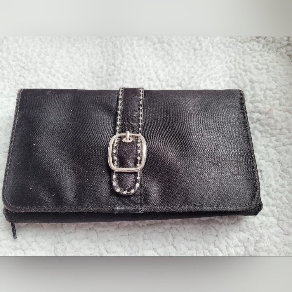 Elegant Black Clutch with Buckle/trifold Wallet